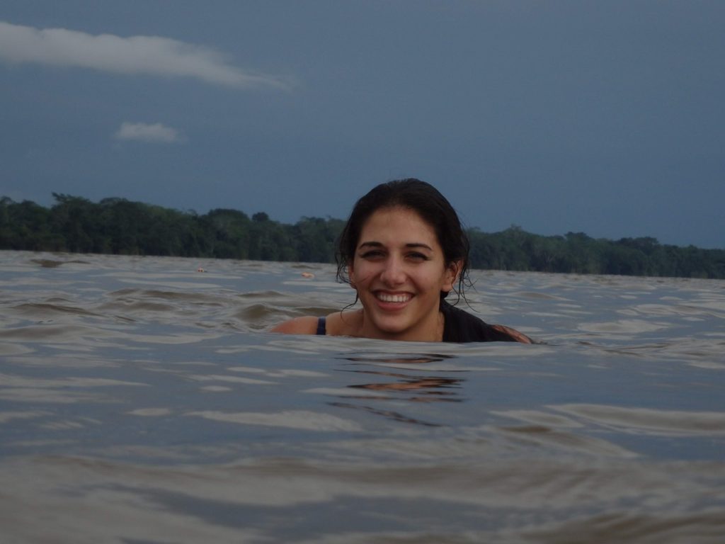 Swimming in the amazon river