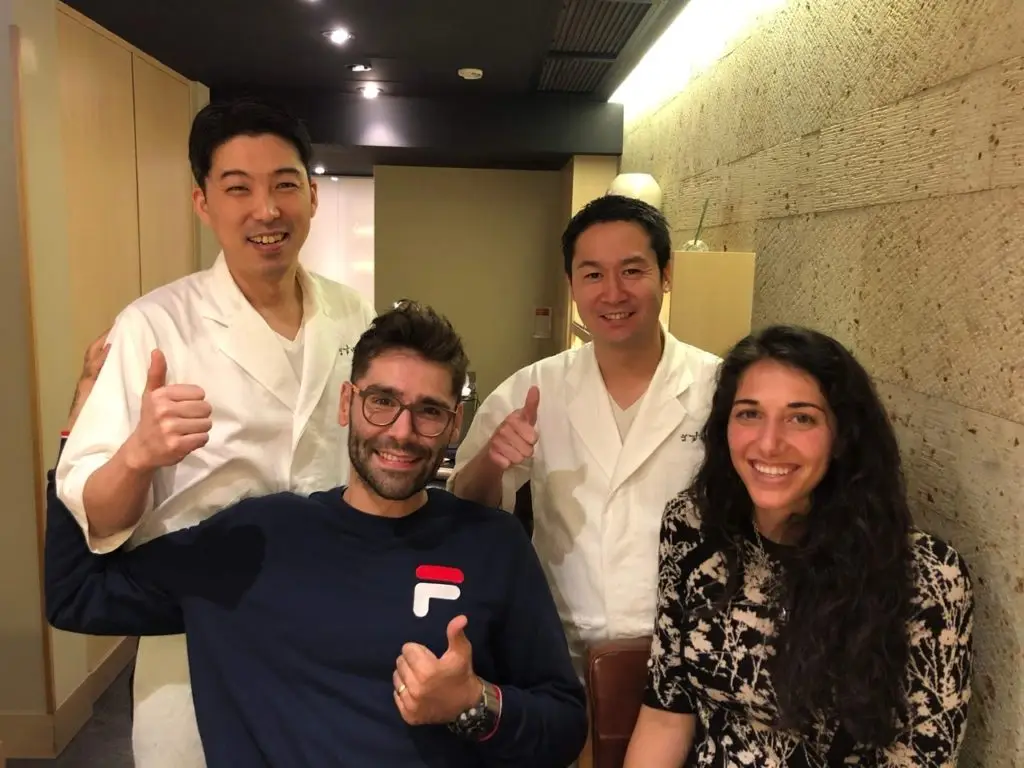 Couple on their Honeymoon in Japan with the chefs of Sushi Masuda