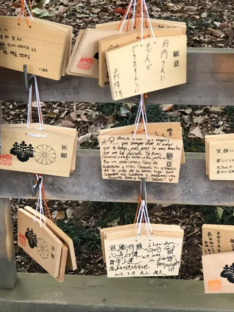 Wooden placards where you write your wishes for the temple