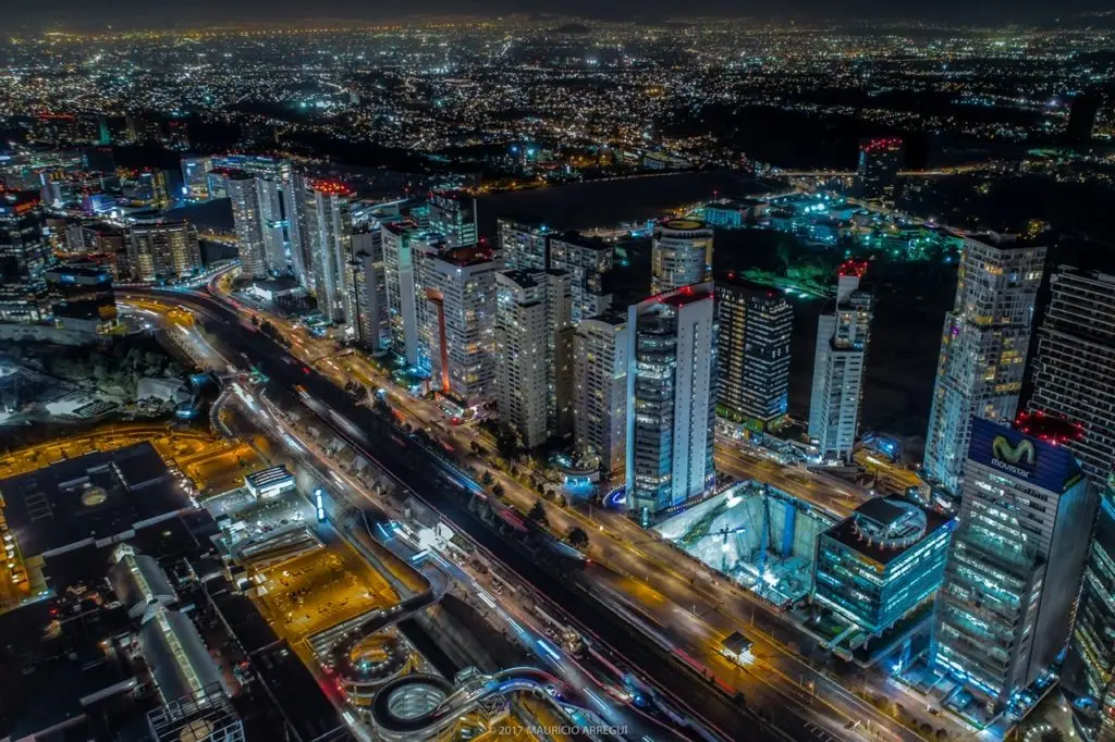 Night aerial view of mexico city