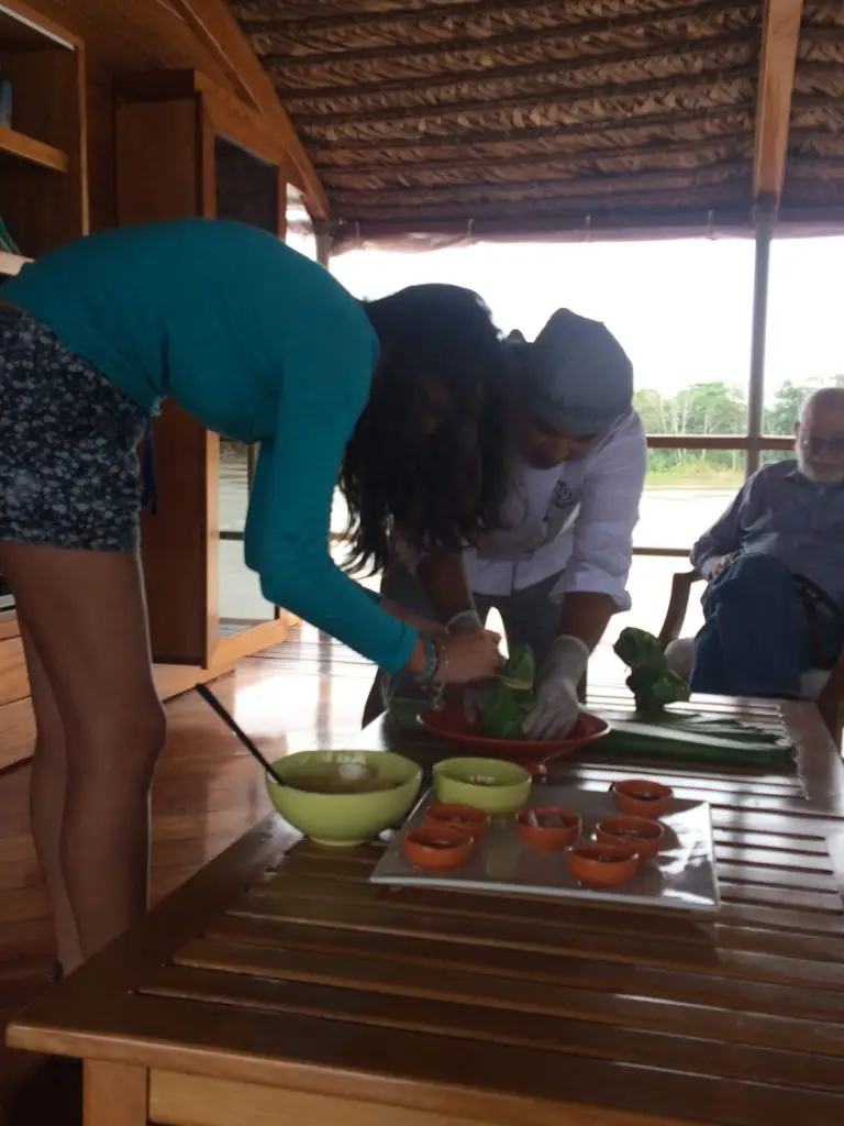 Making paiche fish, typical amazonian food 