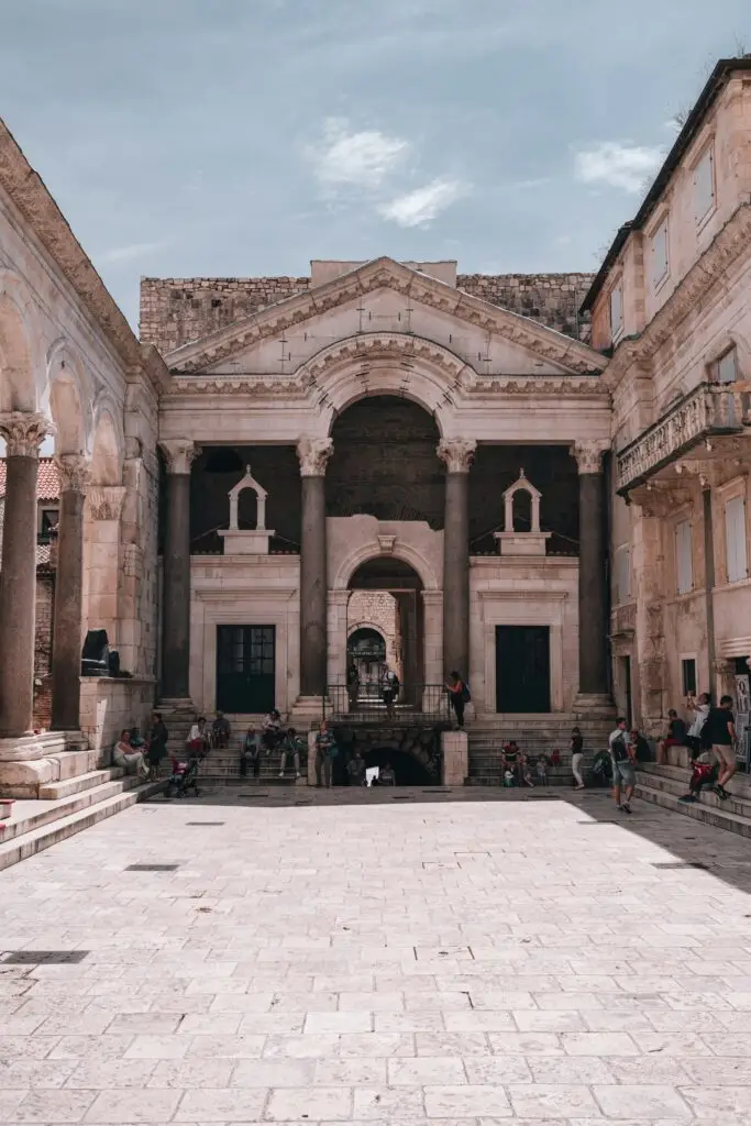 Diocletian’s Palace courtyard in Split, Croatia as part of the old city make it one of the best cities in Croatia with dogs