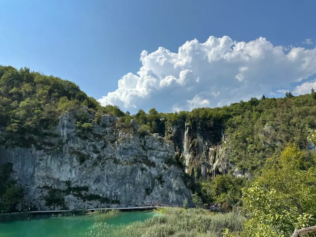 Pathway to veliki slap or the great waterfall in Plitvice Lakes Croatia 