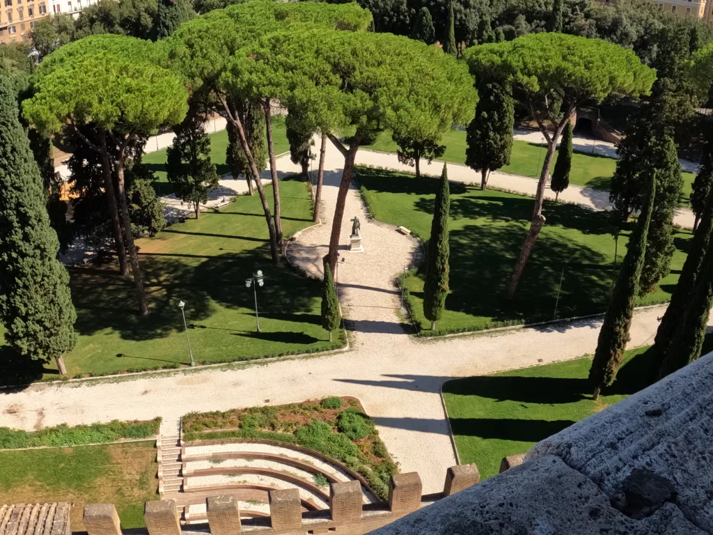View of the Castel sant’angelo park from the castle 