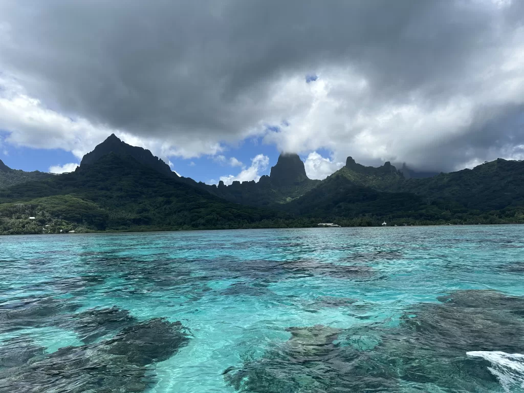 Moorea island with turquoise waters 