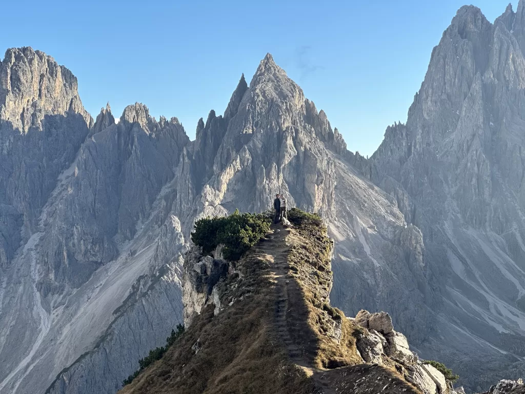 Ridge of the cadini di misurina viewpoint with the jagged dolomite peaks in the background