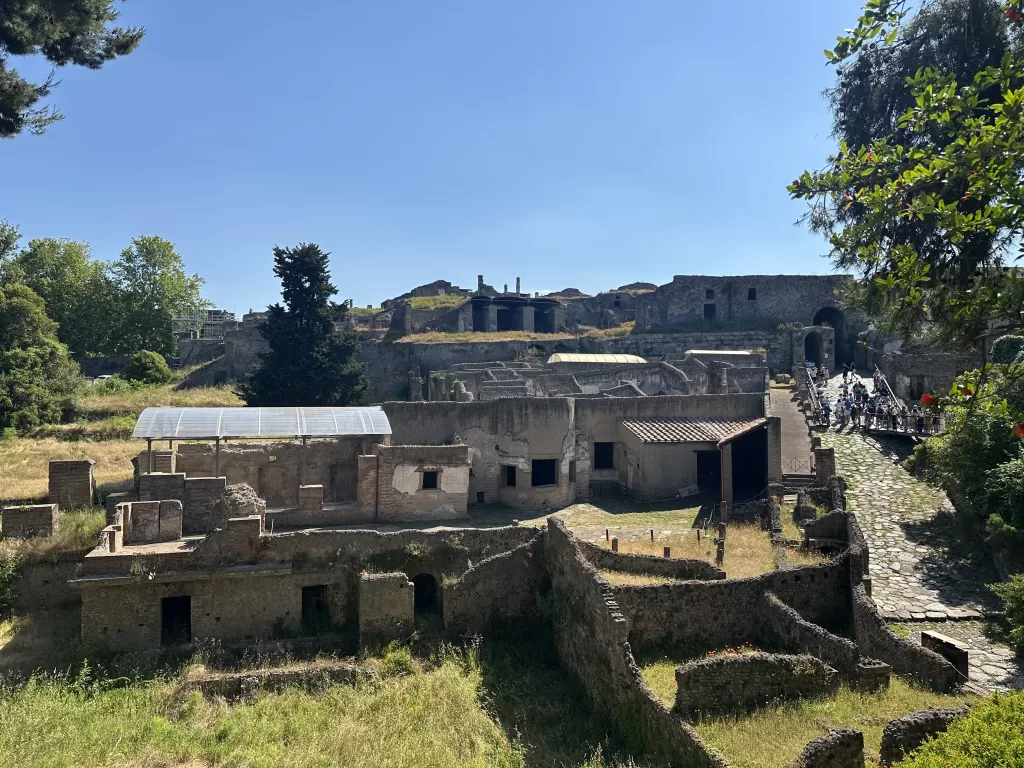 View of the ancient port of Pompeii with the Porta Marina to the side as the entrance into the ancient city of Pompeii