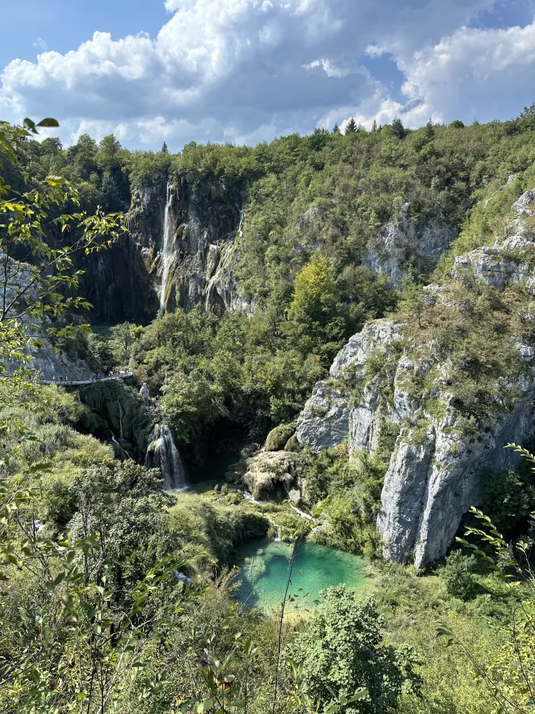 View from the viewpoint of Veliki Slap and Sastavci waterfalls in Plitvice
