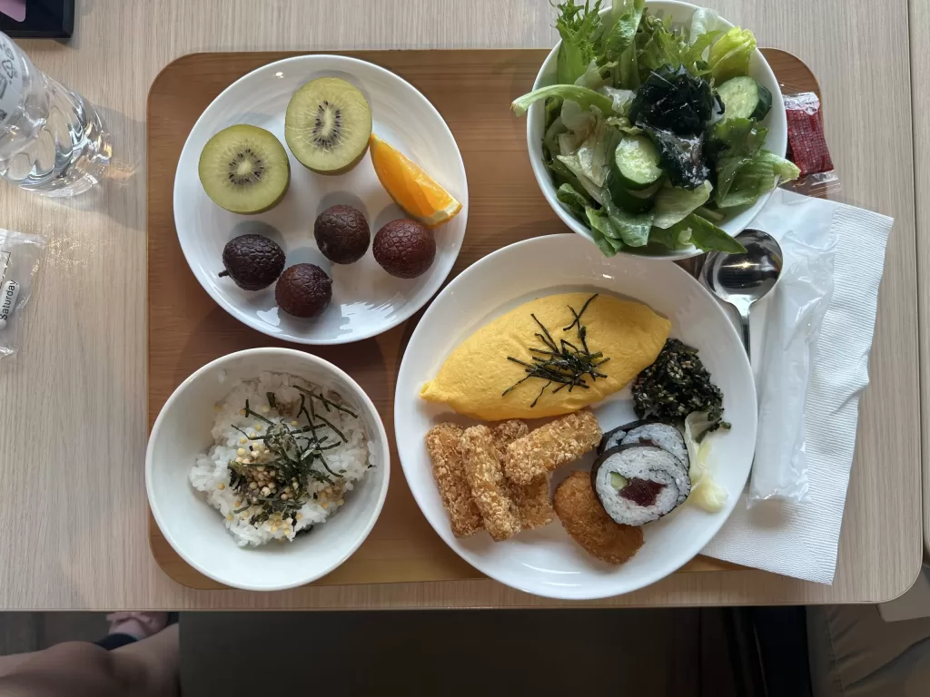 My breakfast tray at the grand nikko tokyo bay maihama hotel when going to tokyo Disney