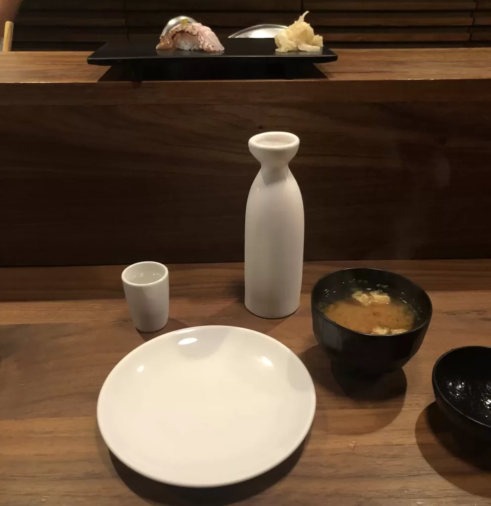Table set up at iwashi sushi in mexico city